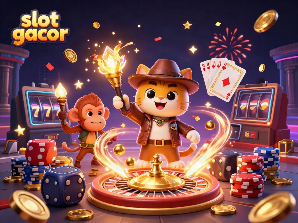 Experience slot gacor jackpots with our lucky archaeologist cat and vibrant casino treasures