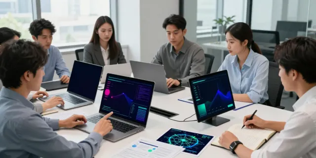 Cybersecurity Frankfurt Team in einem modernen Büro analysiert Bedrohungen und Sicherheitsstrategien.