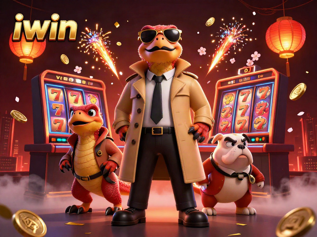 Spin slots for big wins at iwin with cartoon raptors sneaking into a VIP casino lounge.