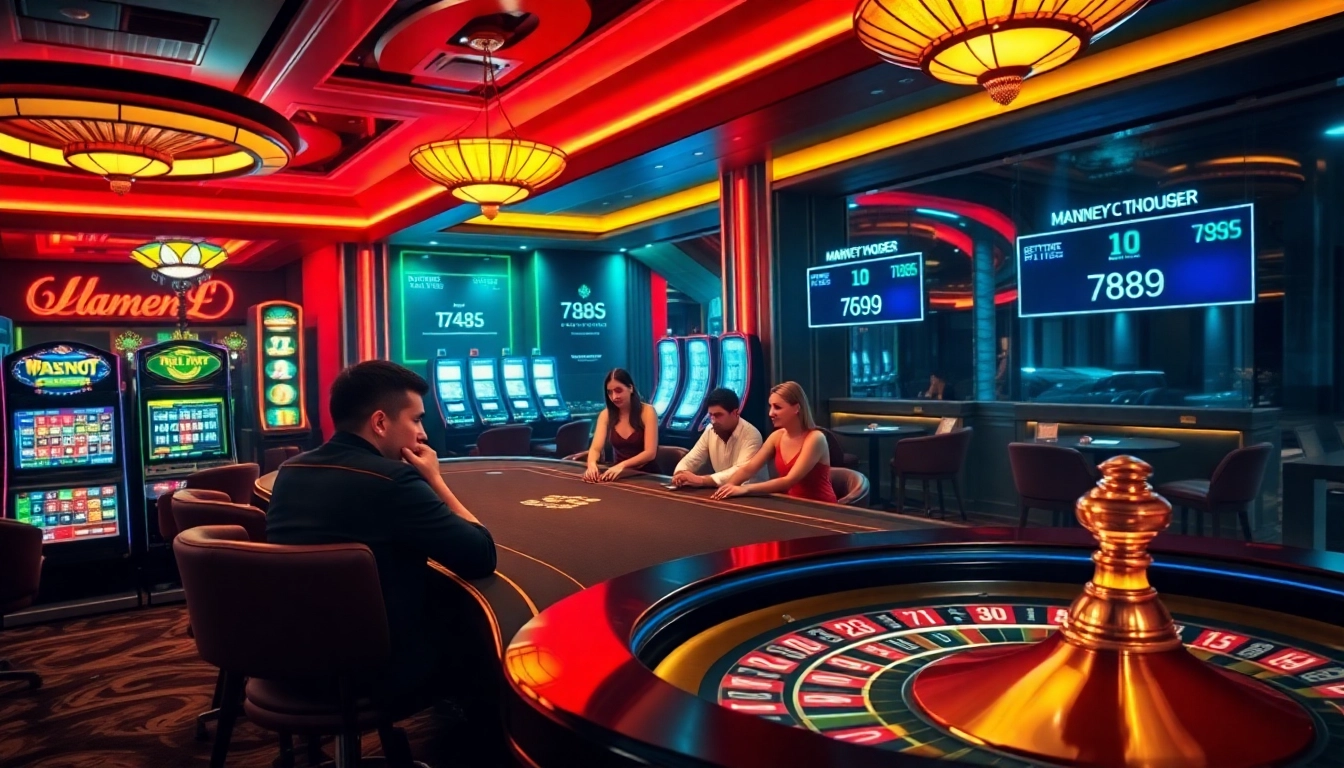 Professional poker players in action at a luxurious casino, showcasing 789f gaming excitement.